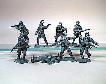 World War II German Wehrmacht Set #1--14 to16 figures in 8 poses, some sets vary and may have 7 poses #1