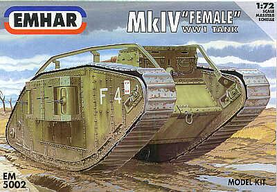 'Female' MK. IV WWI Tank--1:72nd scale plastic model tank #1