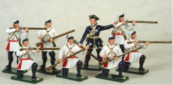 Compagnies Franches de la Marines, French and Indian War--officer figure & seven privates figures--Special Order:  Takes 2 to 3 months. Compagnies Franches de la Marines, French and Indian War--officer figure & seven privates figures--Special Order:  Takes 2 to 3 months. #17990