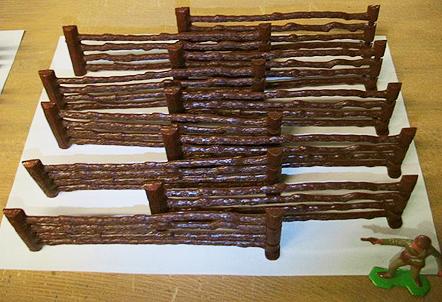 Western Ranch Fence--8 six-inch fence sections (brown)--RETIRED #1