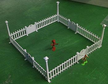 Image of Picket Fence w/Lampposts & Gates (8 pcs - white)