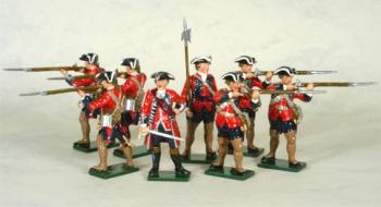 The Royal American Regiment - Officer, NCO, 6 Firing--eight figures--Special Order:  Takes 2 to 3 months. The Royal American Regiment - Officer, NCO, 6 Firing--eight figures--Special Order:  Takes 2 to 3 months. #18737