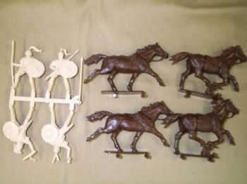 Roman Cavalry (Tan)--four mounted figures in four poses--color varies--AWAITING RESTOCK. Roman Cavalry (Tan)--four mounted figures in four poses--color varies--AWAITING RESTOCK. #2129