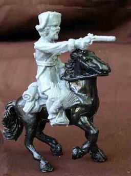 Mounted Cossack of the Napoleonic Era--single mounted plastic figure with sprue of multiple Arms--RETIRED--THREE IN STOCK. Mounted Cossack of the Napoleonic Era--single mounted plastic figure with sprue of multiple Arms--RETIRED--THREE IN STOCK. #2159