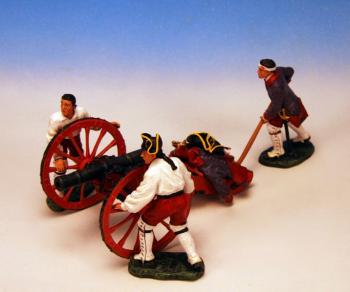 Image of Indian Wars, French 4 lb. Cannon, with 3 crew moving cannon--RETIRED--LAST ONE!!
