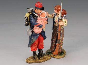 Image of French Poilu--Au Revoir--two figures--RETIRED--LAST ONE!!
