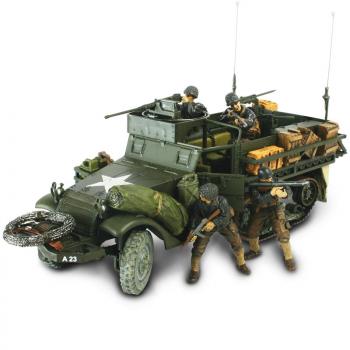 Image of D-Day U.S. M3A1 Half-Track w/4 soldiers & side racks - BOXED - ONE AVAILABLE! 