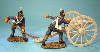 Image of Two Crew Aiming, British Foot Artillery--two crew figures