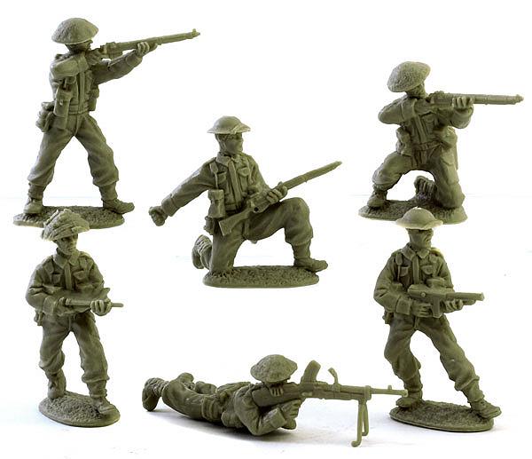 WWII British Infantry (Khaki Olive)--12 figures  in 6 action poses #1