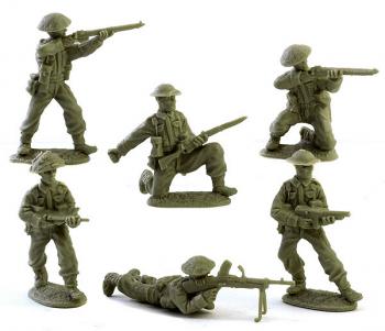 WWII British Infantry (Khaki Olive)--12 figures  in 6 action poses #2