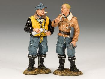 Image of Coffee Break--two Luftwaffe Pilots (Oberfeldwebel Heinz Arnold & Unteroffizier Edouard Schallmoser)--RETIRED--LAST ONE!!
