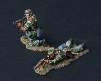 Image of Rifle Section #1--two FJ figures firing--Normandy version--RETIRED--LAST ONE!!