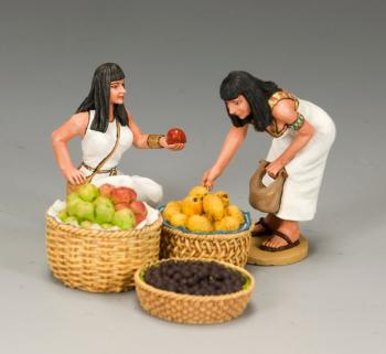 Image of Fruit Seller Set--Egyptian woman and her customer--RETIRED.