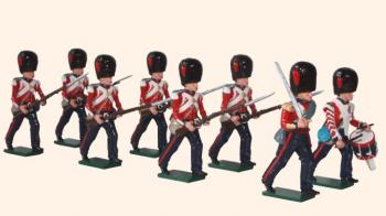 Image of Coldstream Guards Advancing - An Officer, Drummer and six Guardsmen