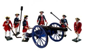 Image of French Artillery Gun Crew--An Officer, five Gunners and Gun