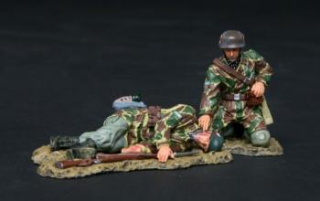 Image of The Medic--Normandy version--FJ orderly checking his comrade for a pulse--RETIRED--LAST ONE!!
