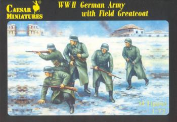 Image of WWII German Army with Field Greatcoat--1:72nd scale plastic figures--THREE IN STOCK.