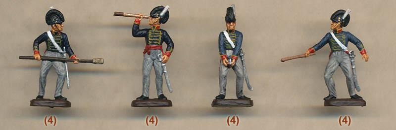 Napoleonic British Artillery--16 unpainted plastic figures in 4 poses, 4 guns in 2 styles #2