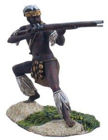 Image of Zulu Warrior Firing Flintlock Musket #1--single figure--RETIRED--LAST ONE!!