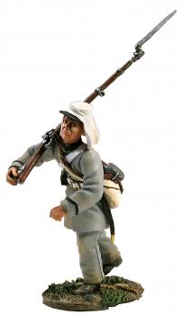 Image of Confederate Advancing at Right Shoulder Shift in Frock Coat with Havelock No.1--single figure--RETIRED--LAST ONE!!