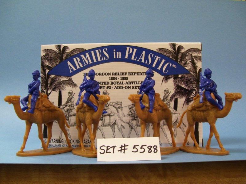 Mounted Royal Artillery Set #2 (add-on set)--4 men in dark blue, 4 camels in butterscotch #2