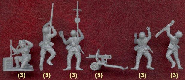 WWII Russian Infantry--46 figures in 13 poses and 2 horses #3