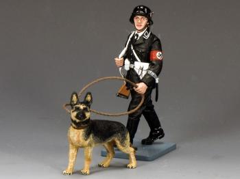 Image of SS Dog Handler--single figure with German Shepherd