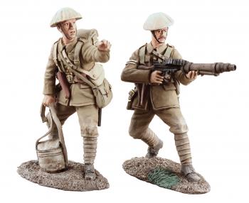 Image of 1916 British Infantry Lewis Gun Team On The Move No.1--2 Piece Set--RETIRED--LAST ONE!!