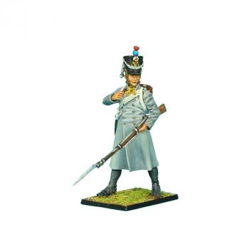 Image of French 18th Line Infantry Fusilier Standing in Greatcoat--single figure--RETIRED--LAST ONE!!
