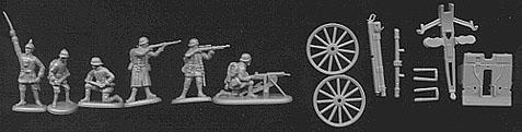 WWI German Artillery--1:72nd scale unpainted plastic figures. #2