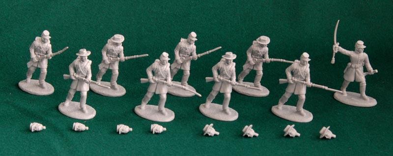 Accurate C.S.A Infantry set #2 in Dark Blue Color 20 54mm soft plastic figures 
