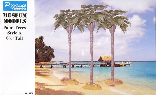 Palm Trees style A--three 1:48 scale palm trees (8.5 in. with Fan Leaves)--AWAITING RESTOCK. #1