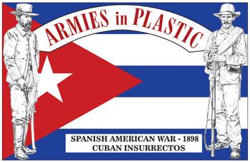 Spanish American War--1898--Cuban Insurrectos--16 white, plastic 1:32nd scale figures in 8 poses #1