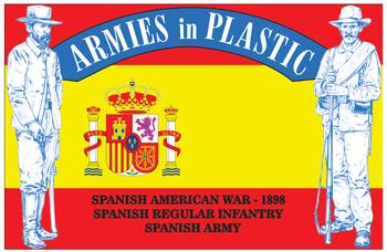 Spanish American War--1898--Spanish Regular Infantry--Spanish Army--16 horizon blue, plastic 1:32nd scale figures in 8 poses #1