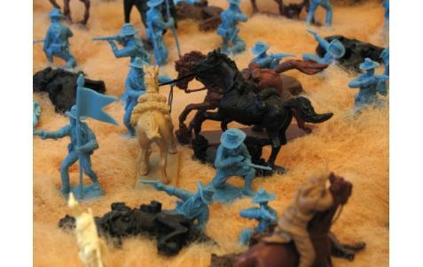 U.S. Cavalry (dismounted) Set#5--16 figures in 8 poses in medium blue  #3