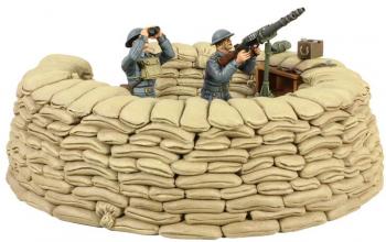 Image of RAF Lewis Gunner, Spotter, & Sand Bag Emplacement--sand bags, two figures, gun, accessories--RETIRED--LAST TWO!!