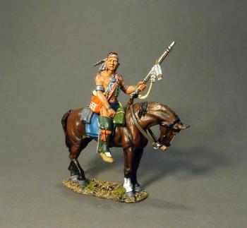 Image of Mounted Woodland Indian with Raised Rifle #2--single mounted figure