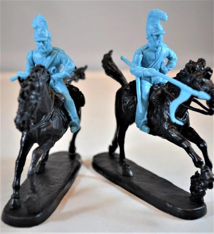 Mexican Helmeted Cavalry Lancers (Light Blue)--8 Figures in 8 poses with swap arms and 8 horses #2