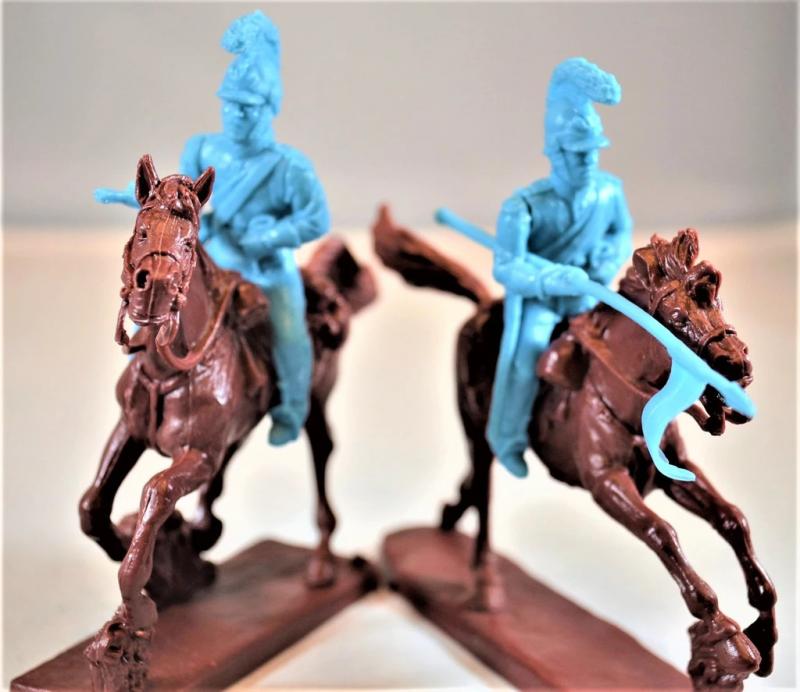 Mexican Helmeted Cavalry Lancers (Light Blue)--8 Figures in 8 poses with swap arms and 8 horses #3