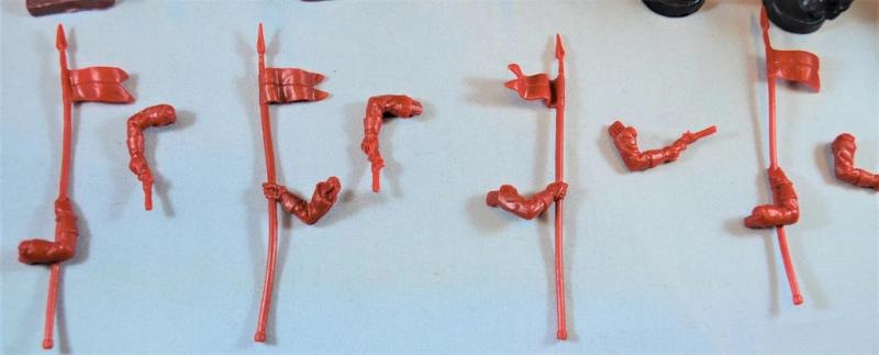 Mexican Helmeted Cavalry Lancers (Red)--8 Figures in 8 poses with swap arms and 8hHorses #4