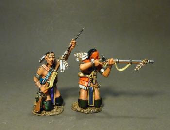 Image of Two Woodland Indians Kneeling, Firing and Loading B--The Raid on St. Francis--four pieces