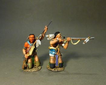 Image of Two Woodland Indians Kneeling, Firing and Loading A--The Raid on St. Francis--four pieces