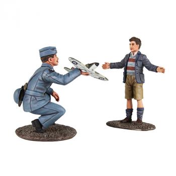 RAF Pilot with Model Spitfire and Child--two figures RAF Pilot with Model Spitfire and Child--two figures #32395