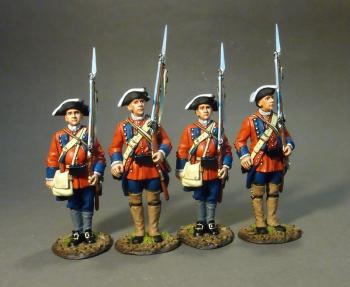 Image of Four Line Infantry at Attention, Set #1, 60th (Royal American), Regiment of Foot, The Raid on St. Francis 1759--four figures--RETIRED--LAST ONE!! Image of Four Line Infantry at Attention, Set #1, 60th (Royal American), Regiment of Foot, The Raid on St. Francis 1759--four figures--RETIRED--LAST ONE!!