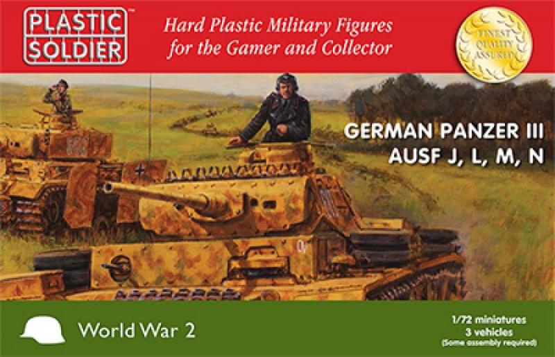 1/72nd Panzer III Ausf J, L, M, & N (RED BOX)--three unassembled plastic tanks #1