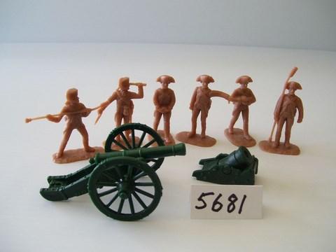 American Continental Artillery Company French 6 Pounder and Land Mortar--includes 5 Man Crew in Cocoa Brown #1
