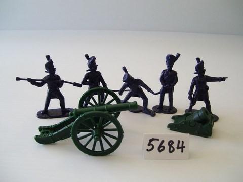 French Old Guard Foot Artillery French 6 Pounder and Land Mortar--includes 5 Man Crew in Dark Blue #1