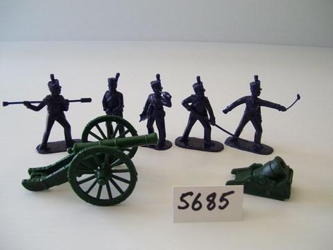American Artillery French 6 Pounder and Land Mortar, Battle of New Orleans--includes 5 man crew in Dark Blue #1