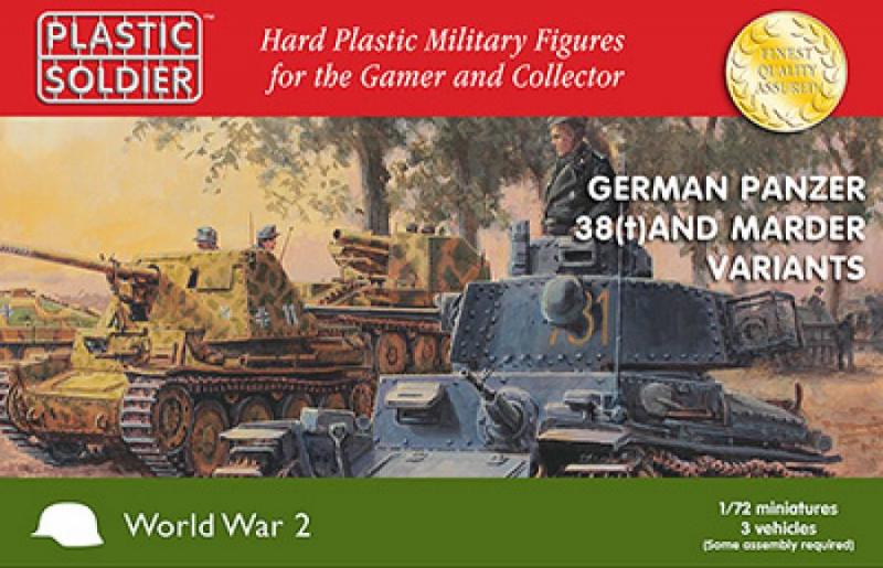 1/72nd Pz 38T and Marder variants (RED BOX)--three unpainted unassembled plastic vehicles #1