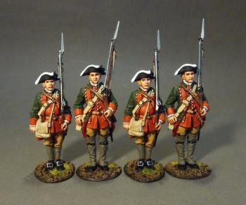Image of Four Line Infantry At Attention, Set #1, The Pennsylvanian Provincial Regiment, The Raid on St. Francis, 1759--four figures--RETIRED--LAST ONE!!